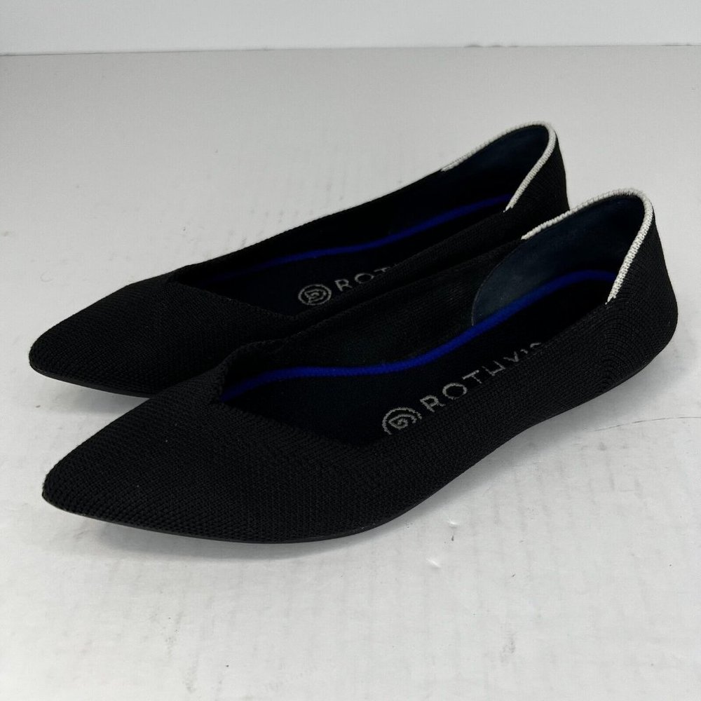 Rothy's Black Pointed Knit Ballet Flats